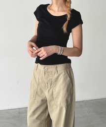CANAL JEAN（キャナルジーン）の「El mar BASICラウンドCAPスリーブTシャツ（Tシャツ/カットソー）」