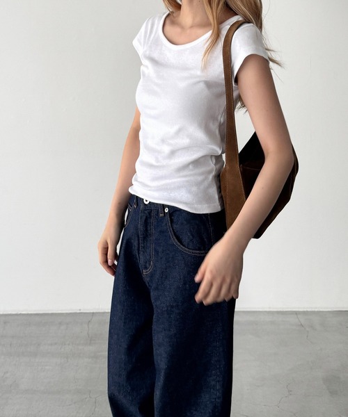 CANAL JEAN(キャナルジーン)の「El mar BASICラウンドCAPスリーブTシャツ(Tシャツ/カットソー・レディース・ブラック/チャコールグレー/ホワイト/ネイビー・ONE SIZE)」の21枚目の写真