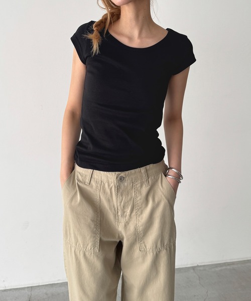 CANAL JEAN(キャナルジーン)の「El mar BASICラウンドCAPスリーブTシャツ(Tシャツ/カットソー・レディース・ブラック/チャコールグレー/ホワイト/ネイビー・ONE SIZE)」の17枚目の写真