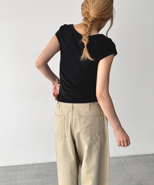 CANAL JEAN(キャナルジーン)の「El mar BASICラウンドCAPスリーブTシャツ(Tシャツ/カットソー・レディース・ブラック/チャコールグレー/ホワイト/ネイビー・ONE SIZE)」の18枚目の写真