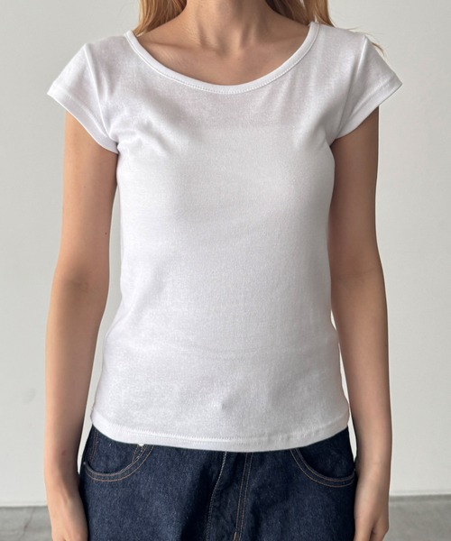 CANAL JEAN(キャナルジーン)の「El mar BASICラウンドCAPスリーブTシャツ(Tシャツ/カットソー・レディース・ブラック/チャコールグレー/ホワイト/ネイビー・ONE SIZE)」の14枚目の写真