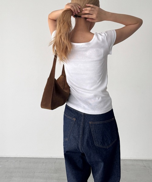 CANAL JEAN(キャナルジーン)の「El mar BASICラウンドCAPスリーブTシャツ(Tシャツ/カットソー・レディース・ブラック/チャコールグレー/ホワイト/ネイビー・ONE SIZE)」の22枚目の写真