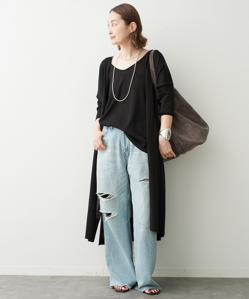 Deuxieme Classe(ドゥーズィエムクラス)の「追加 shake code ロング カーディガン(カーディガン/ボレロ・レディース・ブラック/ブラウン系その他・FREE)」の3枚目の写真