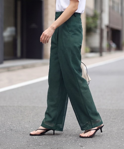 STYLE DELI(スタイルデリ)の「スクエアレースストレートパンツ(その他パンツ・レディース・ダークグリーン/ネイビー・S/L/M)」の18枚目の写真