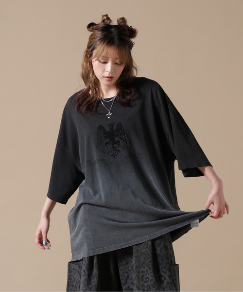 DANKE SCHON(ダンケシェーン)の「DankeSchon/ダンケシェーン/GRADATION RHINESTONE BIRD(Tシャツ/カットソー・レディース・ブラウン/ブラック・M/L)」の1枚目の写真
