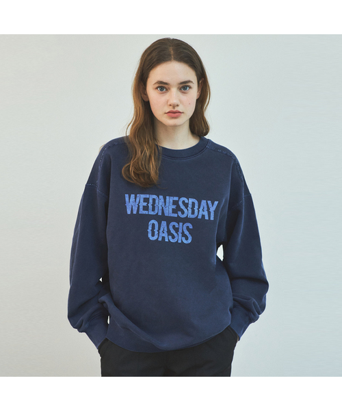 WEDNESDAYOASISFORWOMEN(ウェンズデー オアシス フォー ウーマン)の「W/ピグメントウォッシュダイングスウェットシャツ_3カラー(WV25-TP01)(スウェット・レディース・ネイビー/ブルー・MEDIUM)」の1枚目の写真