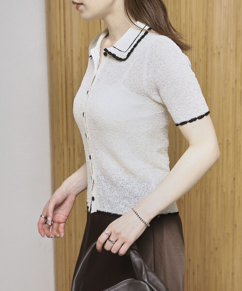 FREAK'S STORE(フリークスストア)の「Firsthand/ファーストハンド 配色刺繍 ポロカラー カーディガン(シャツ/ブラウス・レディース・サックスブルー/オフホワイト/ブラック・FREE)」の20枚目の写真