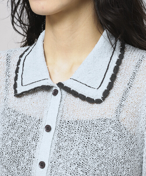 FREAK'S STORE(フリークスストア)の「Firsthand/ファーストハンド 配色刺繍 ポロカラー カーディガン(シャツ/ブラウス・レディース・サックスブルー/オフホワイト/ブラック・FREE)」の12枚目の写真