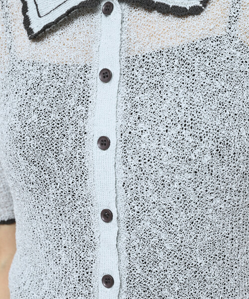 FREAK'S STORE(フリークスストア)の「Firsthand/ファーストハンド 配色刺繍 ポロカラー カーディガン(シャツ/ブラウス・レディース・サックスブルー/オフホワイト/ブラック・FREE)」の13枚目の写真