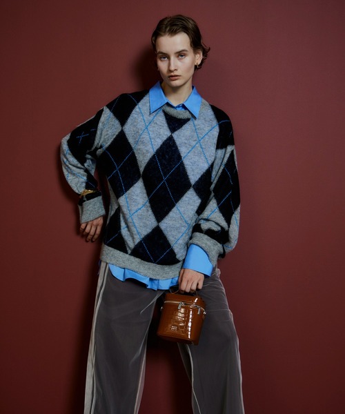 [2026 Autumn PRE‑ORDER] Oversized Argyle Knit — оверсайз вязаный кардиган