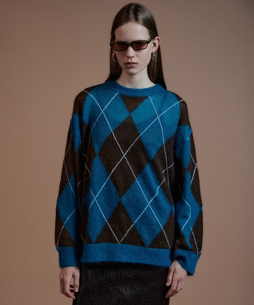 MAISON SPECIAL(メゾンスペシャル)の「【2026Autumn PRE-ORDER】Oversized Argyle Knit/オーバーアーガイルニット(ニット/セーター・レディース・イエロー/グレー/ブルー・FREE)」の5枚目の写真