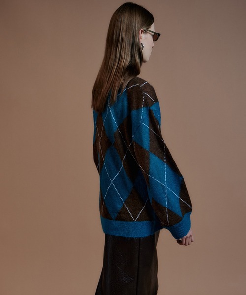 MAISON SPECIAL(メゾンスペシャル)の「【2026Autumn PRE-ORDER】Oversized Argyle Knit/オーバーアーガイルニット(ニット/セーター・レディース・イエロー/グレー/ブルー・FREE)」の6枚目の写真