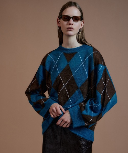 MAISON SPECIAL(メゾンスペシャル)の「【2026Autumn PRE-ORDER】Oversized Argyle Knit/オーバーアーガイルニット(ニット/セーター・レディース・イエロー/グレー/ブルー・FREE)」の7枚目の写真