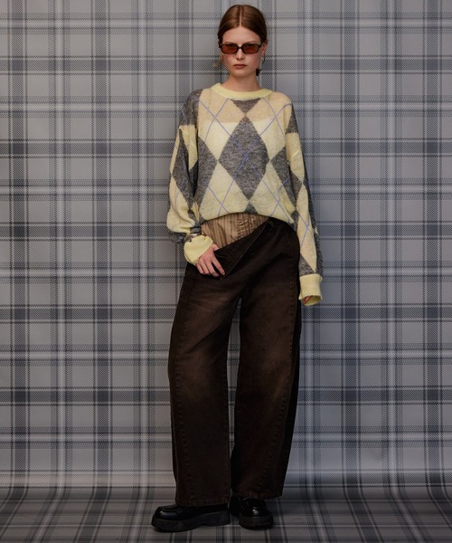 MAISON SPECIAL(メゾンスペシャル)の「【2026Autumn PRE-ORDER】Oversized Argyle Knit/オーバーアーガイルニット(ニット/セーター・レディース・イエロー/グレー/ブルー・FREE)」の9枚目の写真