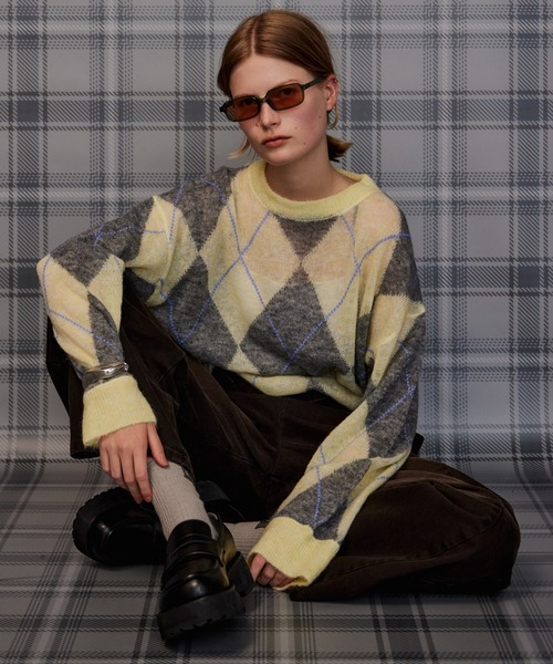 MAISON SPECIAL(メゾンスペシャル)の「【2026Autumn PRE-ORDER】Oversized Argyle Knit/オーバーアーガイルニット(ニット/セーター・レディース・イエロー/グレー/ブルー・FREE)」の12枚目の写真