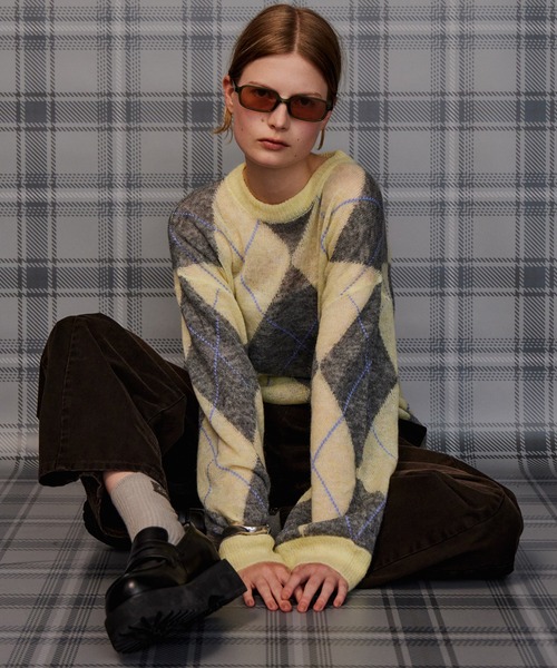 MAISON SPECIAL(メゾンスペシャル)の「【2026Autumn PRE-ORDER】Oversized Argyle Knit/オーバーアーガイルニット(ニット/セーター・レディース・イエロー/グレー/ブルー・FREE)」の13枚目の写真