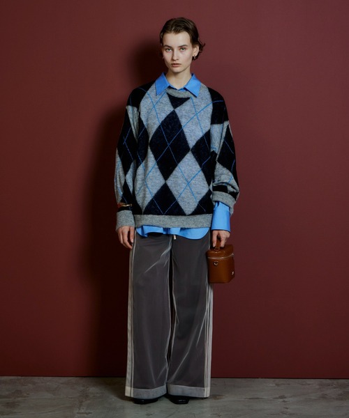 MAISON SPECIAL(メゾンスペシャル)の「【2026Autumn PRE-ORDER】Oversized Argyle Knit/オーバーアーガイルニット(ニット/セーター・レディース・イエロー/グレー/ブルー・FREE)」の19枚目の写真