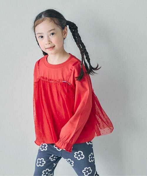 Tシャツ/カットソー（レッド/赤色系・ドット柄）ファッション通販