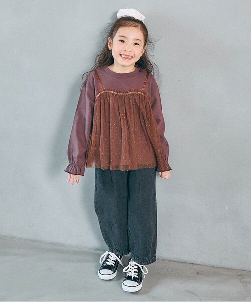 BREEZE(ブリーズ)の「【WEB限定】チュールレイヤード長袖Tシャツ(Tシャツ/カットソー・キッズ・ブラック/レッド/キナリ/ラベンダー/ブラウン・120/110/100/90/140/130)」の22枚目の写真