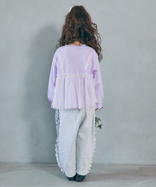 BREEZE(ブリーズ)の「【WEB限定】チュールレイヤード長袖Tシャツ(Tシャツ/カットソー・キッズ・ブラック/レッド/キナリ/ラベンダー/ブラウン・120/110/100/90/140/130)」の8枚目の写真
