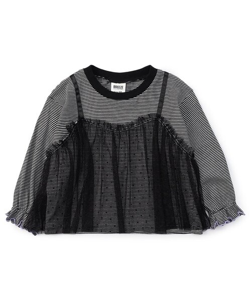 BREEZE(ブリーズ)の「【WEB限定】チュールレイヤード長袖Tシャツ(Tシャツ/カットソー・キッズ・ブラック/レッド/キナリ/ラベンダー/ブラウン・120/110/100/90/140/130)」の12枚目の写真