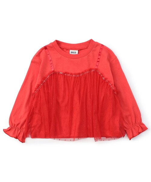 BREEZE(ブリーズ)の「【WEB限定】チュールレイヤード長袖Tシャツ(Tシャツ/カットソー・キッズ・ブラック/レッド/キナリ/ラベンダー/ブラウン・120/110/100/90/140/130)」の16枚目の写真