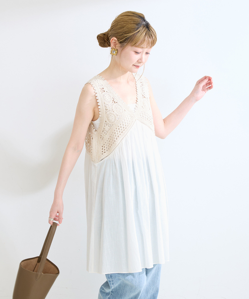B.C STOCK（ベーセーストック）の「手洗い可 / モチーフニット接ぎチュニック（シャツ/ブラウス・レディース・ホワイト/ブラック・FREE）」の20枚目の写真