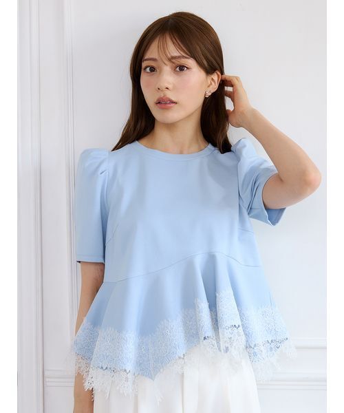 CELFORD(セルフォード)の「レーストリムペプラムカットソー(Tシャツ/カットソー・レディース・その他/ブラック/グレー/サックスブルー・F)」の4枚目の写真