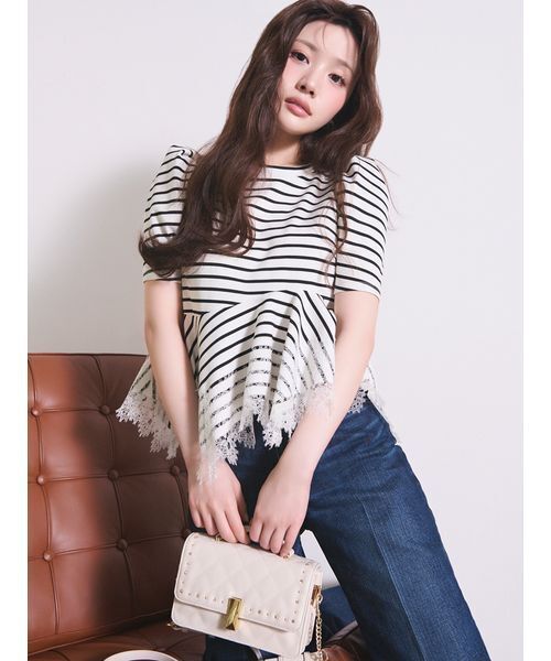 CELFORD(セルフォード)の「レーストリムペプラムカットソー(Tシャツ/カットソー・レディース・その他/ブラック/グレー/サックスブルー・F)」の6枚目の写真
