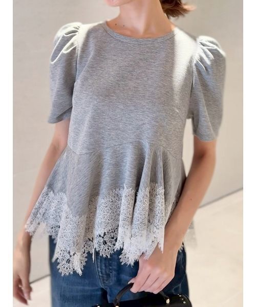 CELFORD(セルフォード)の「レーストリムペプラムカットソー(Tシャツ/カットソー・レディース・その他/ブラック/グレー/サックスブルー・F)」の3枚目の写真