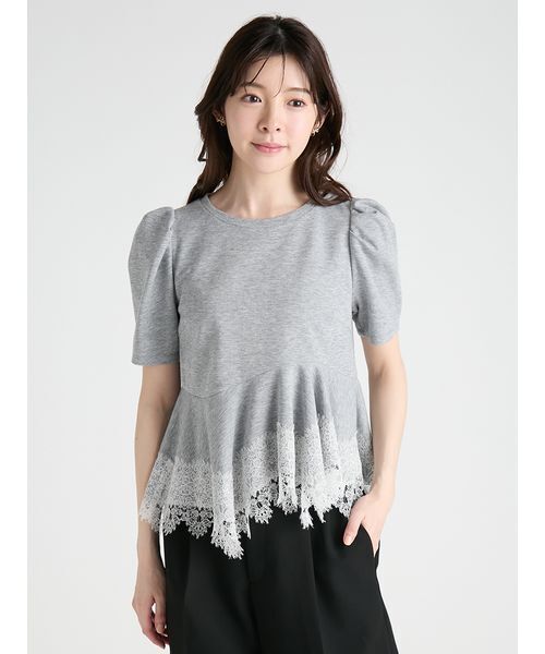 CELFORD(セルフォード)の「レーストリムペプラムカットソー(Tシャツ/カットソー・レディース・その他/ブラック/グレー/サックスブルー・F)」の5枚目の写真