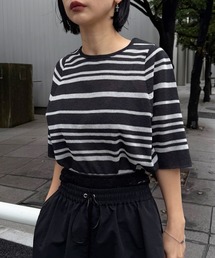Ameri | REVERSIBLE SHEER BORDER KNIT TOP(ニット/セーター)