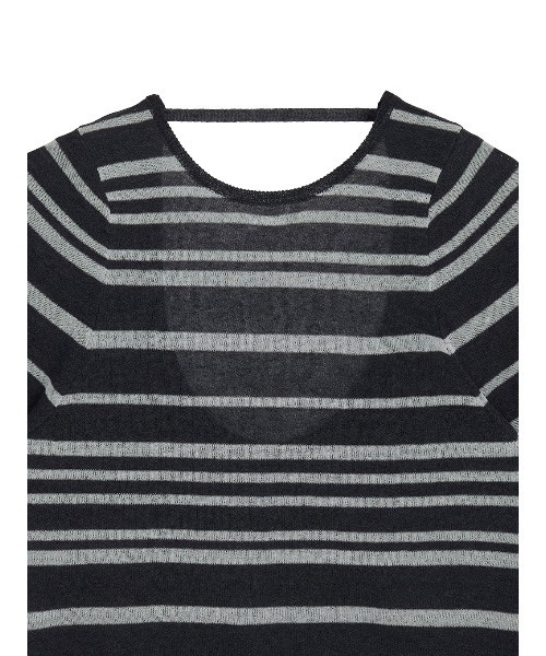 Ameri(アメリ)の「REVERSIBLE SHEER BORDER KNIT TOP(ニット/セーター・レディース・ブラック/サックスブルー・FREE)」の3枚目の写真