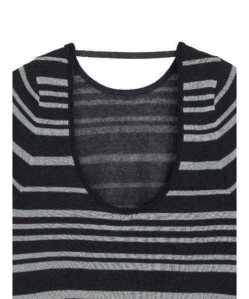 Ameri(アメリ)の「REVERSIBLE SHEER BORDER KNIT TOP(ニット/セーター・レディース・ブラック/サックスブルー・FREE)」の7枚目の写真