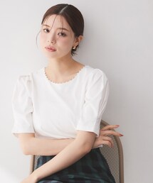 index | 【接触冷感／UVケア】パール調ネックタックスリーブトップス《洗濯機OK／6col》(Tシャツ/カットソー)