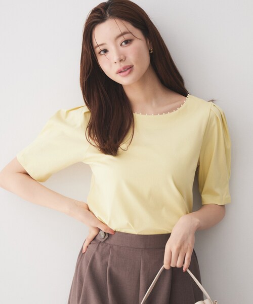 index(インデックス)の「【接触冷感/UVケア】パール調ネックタックスリーブトップス《洗濯機OK/6col》(Tシャツ/カットソー・レディース・ネイビー/オフホワイト/ライトイエロー系/グレー/ピンク系1/ベージュ系その他7・40/42/38/36)」の9枚目の写真