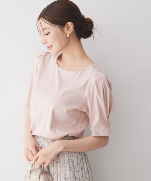 index(インデックス)の「【接触冷感/UVケア】パール調ネックタックスリーブトップス《洗濯機OK/6col》(Tシャツ/カットソー・レディース・ネイビー/オフホワイト/ライトイエロー系/グレー/ピンク系1/ベージュ系その他7・40/42/38/36)」の17枚目の写真