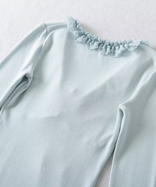 Girly Doll（ガーリードール）の「フリルネックリボンカットソー（Tシャツ/カットソー・レディース・グレー/ホワイト/ブラック/ベージュ・F）」の11枚目の写真