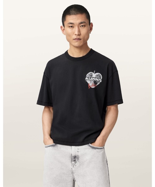 ALLSAINTS(オールセインツ)の「REFLECT SHORT SLEEVE GRAPHIC T-SHIRT | REFLECT 半袖 グラフィック Tシャツ(Tシャツ/カットソー・メンズ・ブラック・S/L)」の1枚目の写真