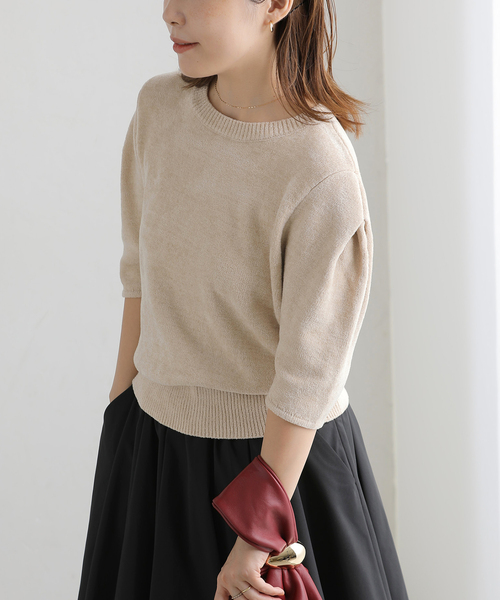La TOTALITE(ラトータリテ)の「【洗える】ベロアコンシャスニット(ニット/セーター・レディース・ベージュ/ネイビー/ブラック・FREE)」の1枚目の写真