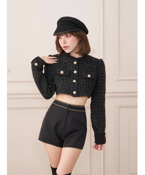 Darich(ダーリッチ)の「バイカラートリムツイードジャケット(その他アウター・レディース・ピンクベージュ/アイボリー/ブラック・M/S)」の1枚目の写真