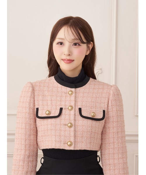 Darich(ダーリッチ)の「バイカラートリムツイードジャケット(その他アウター・レディース・ピンクベージュ/アイボリー/ブラック・M/S)」の20枚目の写真