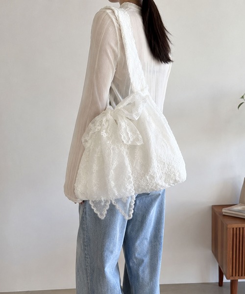 folka(フォルカ)の「7D55-IT フラワー刺繍レーストートバッグ(トートバッグ・レディース・ホワイト・ONESIZE)」の10枚目の写真