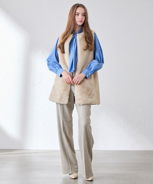 MACKINTOSH LONDON(マッキントッシュ ロンドン)の「【婦人画報10月号掲載】ファーコンビニットロングジレ(ベスト・レディース・チャコールグレー/ベージュ・38)」の12枚目の写真