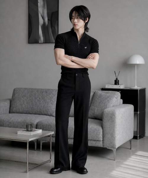 Otte(オッテ)の「ワンポイントハーフジップトップス(Tシャツ/カットソー・メンズ・グレー/ブラック・MEDIUM/LARGE)」の5枚目の写真