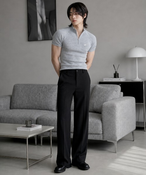 Otte(オッテ)の「ワンポイントハーフジップトップス(Tシャツ/カットソー・メンズ・グレー/ブラック・MEDIUM/LARGE)」の9枚目の写真