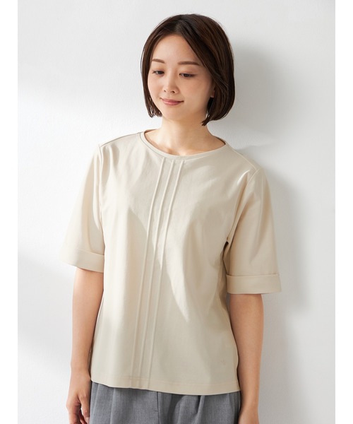 McGREGOR（マックレガー）の「キレイ目JKインナーTシャツ（Tシャツ/カットソー・レディース・サンドベージュ/ネイビー・L/M）」の3枚目の写真