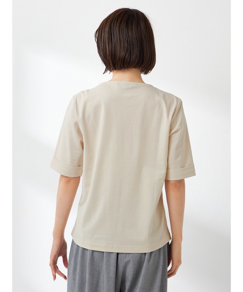McGREGOR（マックレガー）の「キレイ目JKインナーTシャツ（Tシャツ/カットソー・レディース・サンドベージュ/ネイビー・L/M）」の6枚目の写真