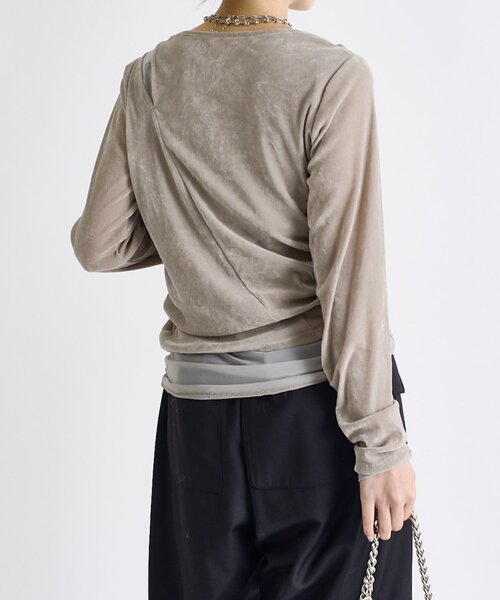 Lui's(ルイス)の「ベロアチュールドッキングドロストプルオーバー(Tシャツ/カットソー・レディース・チャコールグレー/グレー/ブラック・FREE)」の10枚目の写真