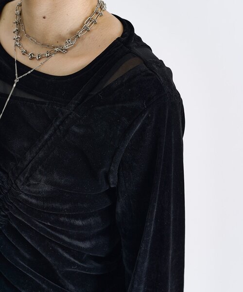 Lui's(ルイス)の「ベロアチュールドッキングドロストプルオーバー(Tシャツ/カットソー・レディース・チャコールグレー/グレー/ブラック・FREE)」の16枚目の写真